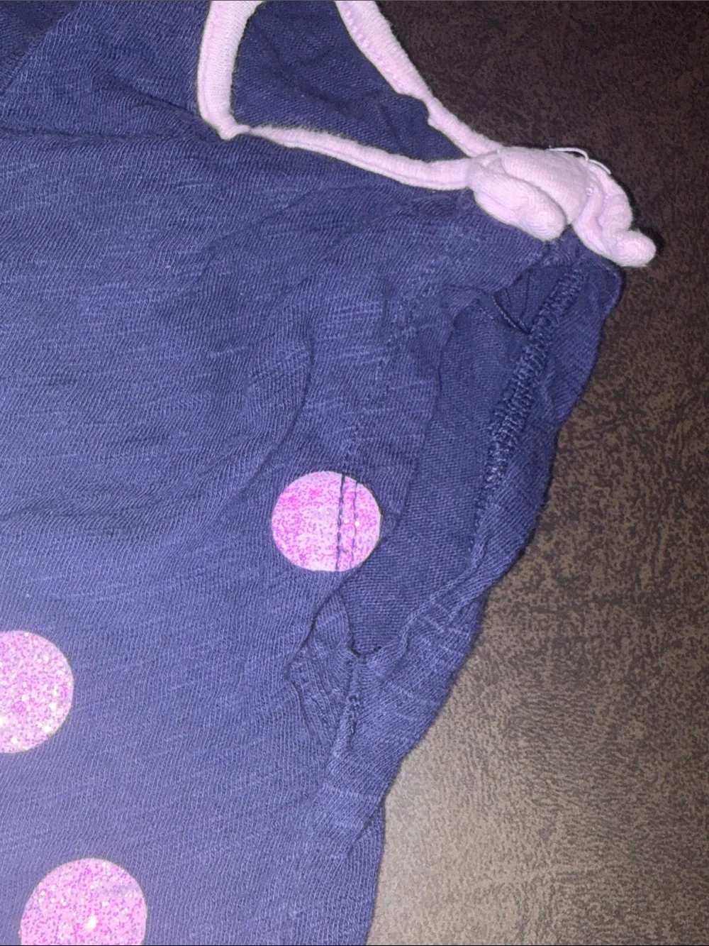 Justice Navy Tank Top with Light Pink Glitter Polka Dots